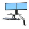 Ergotron WorkFit A Dual Monitor Sit Stand Workstation  With Worksurface  And Suspended Keyboard