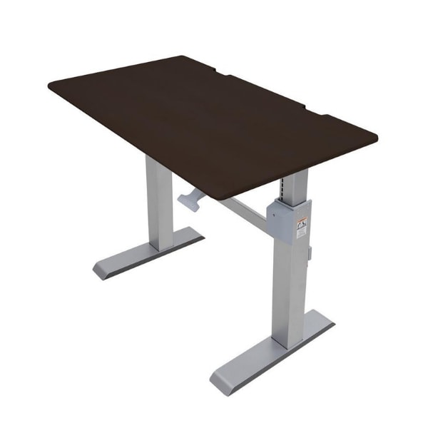 Ergotron Workfit DL 48 Sit Stand Desk Top Front Side View Wenge