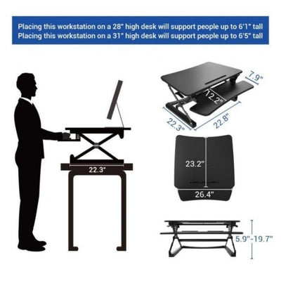 Flexispot M1B 27 inch Standing Desk Converter Dimensions