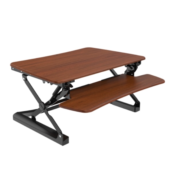 Flexispot M2 35 inch Standing Desk Converter 3D View Mahogany