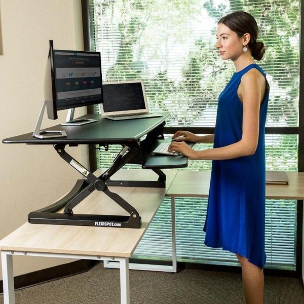 Flexispot M3B 47 Inch Standing Desk Converter Standing Side View