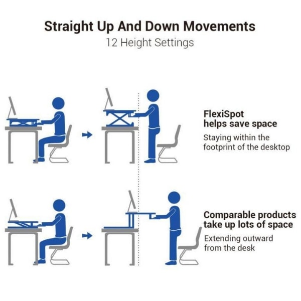 Flexispot M3B 47 Inch Standing Desk Converter Straight Up And Down Movements