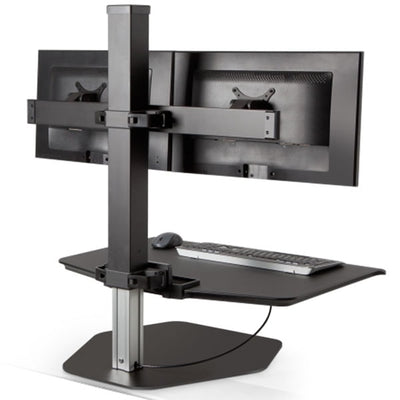Innovative Winston Workstation Dual Monitor Sit Stand Back Side View