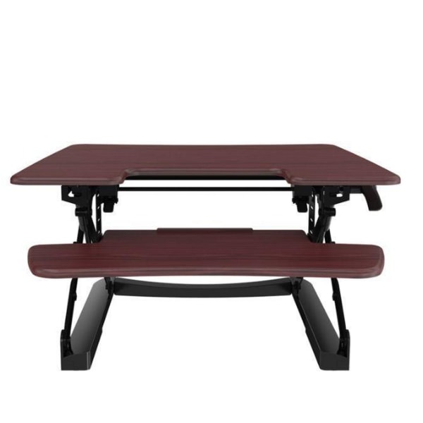 Loctek LXR30 Standing Desk Converter Front View Mahogany
