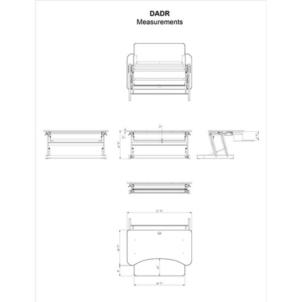 Rocelco DADR Deluxe Adjustable Desk Riser Measurements