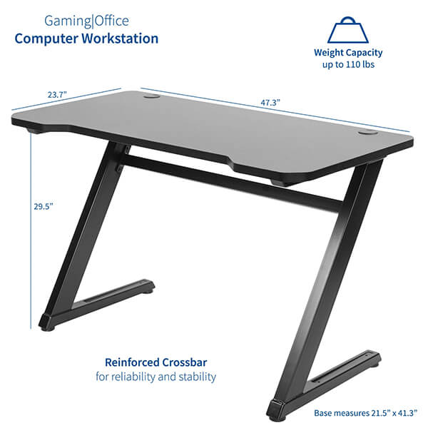 VIVO Z-Shaped 47 Gaming Computer Desk DESK-GM1ZB Dimension