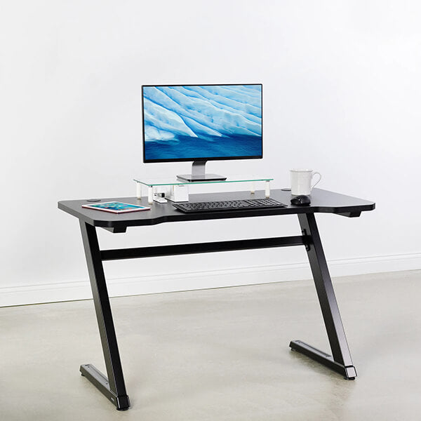 VIVO Z-Shaped 47 Gaming Computer Desk DESK-GM1ZB Front Side View