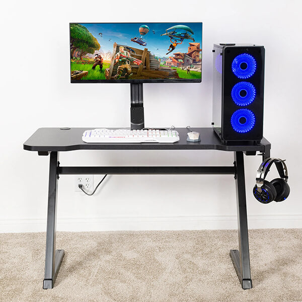 VIVO Z-Shaped 47 Gaming Computer Desk DESK-GM1ZB Front View