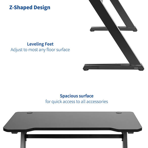 VIVO Z-Shaped 47 Gaming Computer Desk DESK-GM1ZB Spacious