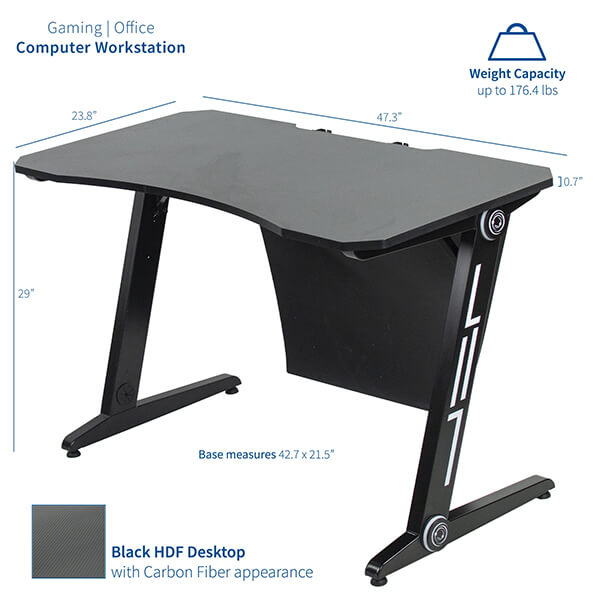 VIVO Z-Shaped 47 Gaming Computer Desk DESK-GMZ0B Dimension