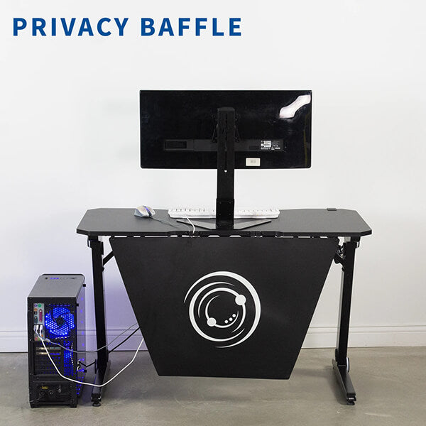 VIVO Z-Shaped 47 Gaming Computer Desk DESK-GMZ0B Front View With Logo