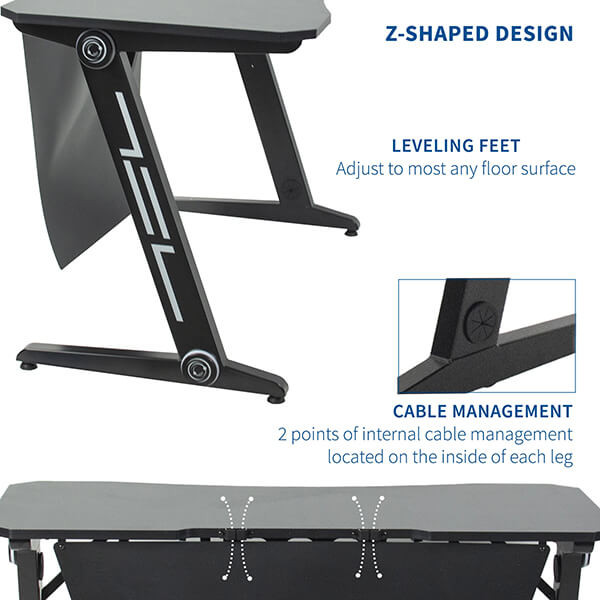 VIVO Z-Shaped 47 Gaming Computer Desk DESK-GMZ0B Legs