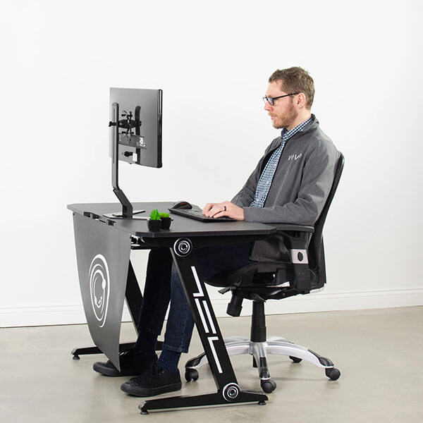 VIVO Z-Shaped 47 Gaming Computer Desk DESK-GMZ0B Side View