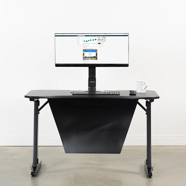 VIVO Z-Shaped 47” Gaming Desk with LED Lights DESK-GMZ1R Front View
