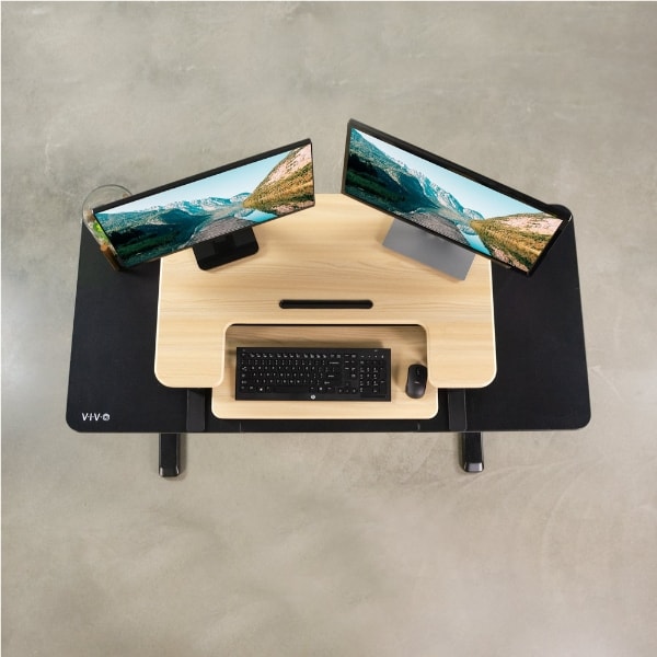VIVO DESK-V000VO Oak Top View