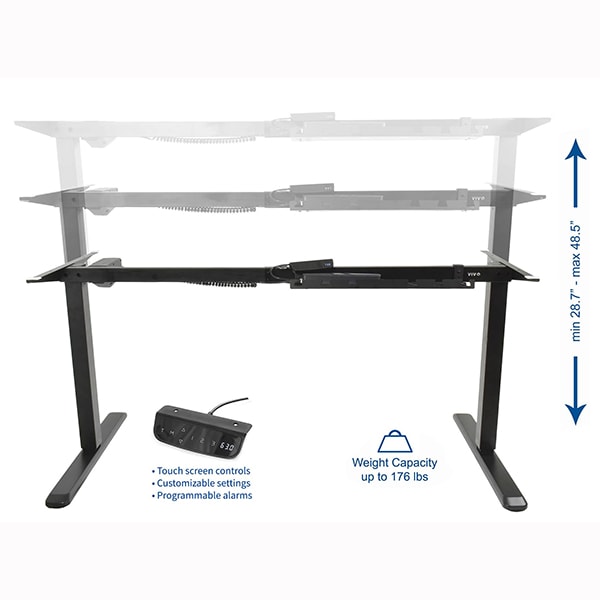 VIVO Single Motor Electric Desk Base Black Height Setting