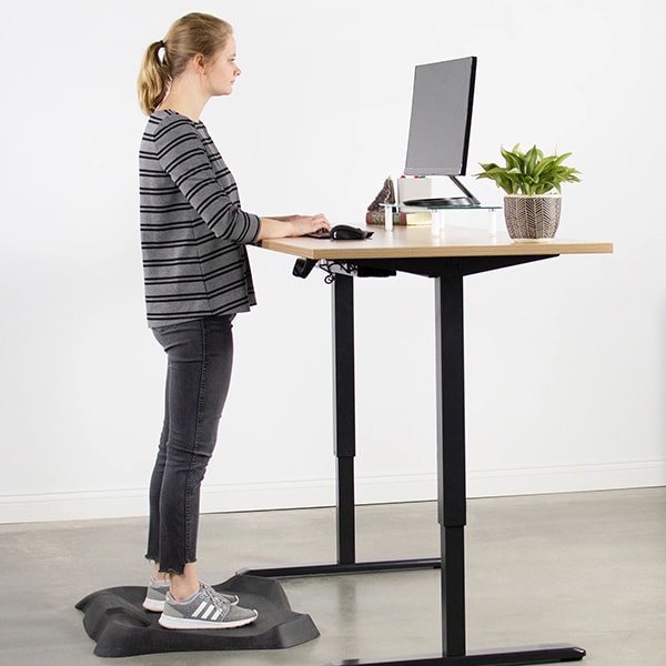 VIVO Single Motor Electric Desk Base Black Side View Standing