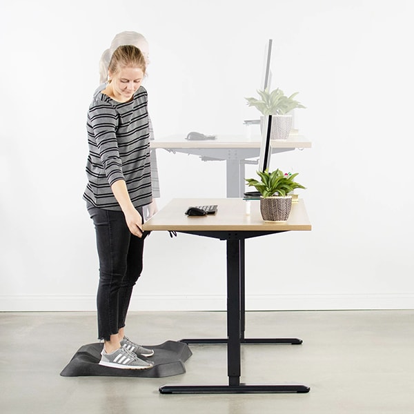 VIVO Single Motor Electric Desk Base Black Side View Touch Control