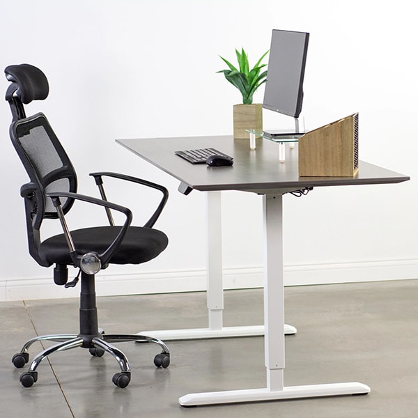 VIVO Single Motor Electric Desk Base White Side View