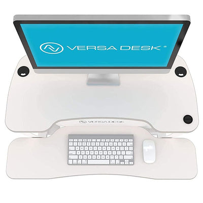 VersaDesk Power Pro 30 inch Electric Standing Desk Converter White Top View