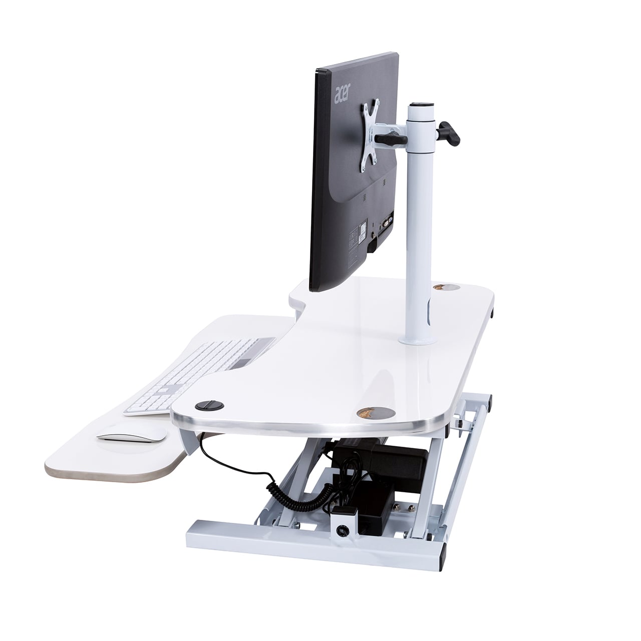 VersaDesk Universal Single LCD Monitor Arm White On Desk Side View