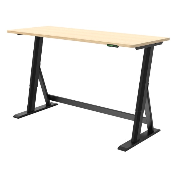 Vivistand Duo Standing Desk Clear Oak Black Base