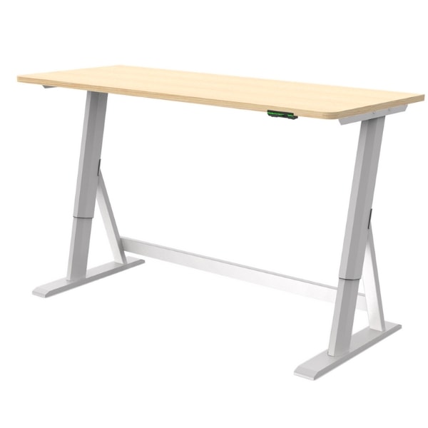 Vivistand Duo Standing Desk Clear Oak White Base