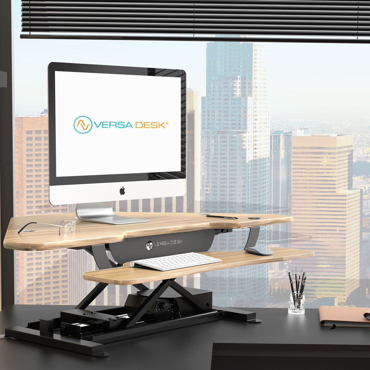 VersaDesk - 48" Power Pro Corner Electric Standing Desk Converter - DISCONTINUED - Standing Desk Nation