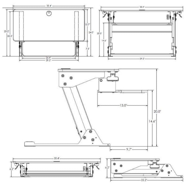 iMovR ZipLift+ Standing Desk Converter Dimensions