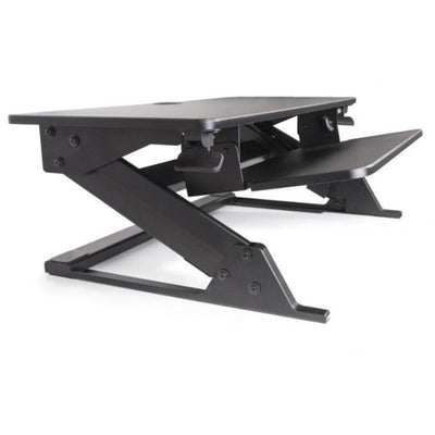 iMovR ZipLift+ Standing Desk Converter Front Side View Black Tilt