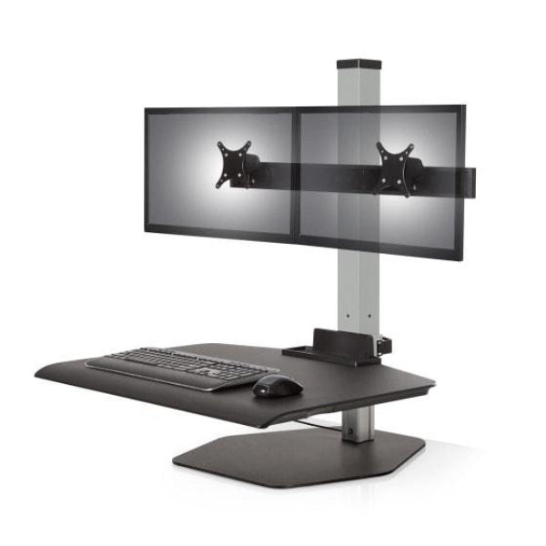 Column style standing desk converters