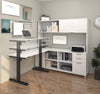 Bestar Pro-Linea L-Desk with Hutch & Electric Height Adjustable Table - Standing Desk Nation