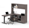 Bestar Pro-Linea L-Desk with Hutch & Electric Height Adjustable Table - Standing Desk Nation