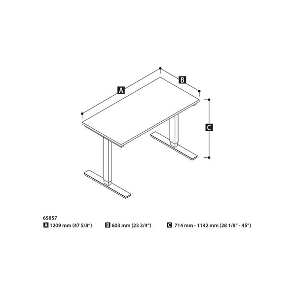 Bestar 24 x 48 Electric Table Dimension