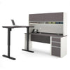 Bestar Connexion L-Desk Slate & Sandstone With Hutch