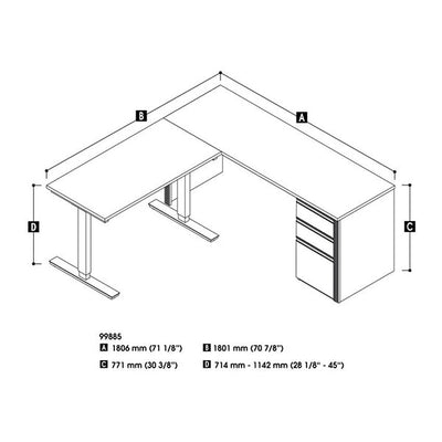 Bestar Prestige + L-Desk Dimension