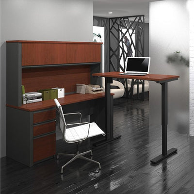 Bestar Prestige + L-Desk With Hutch 3D View Reverse View