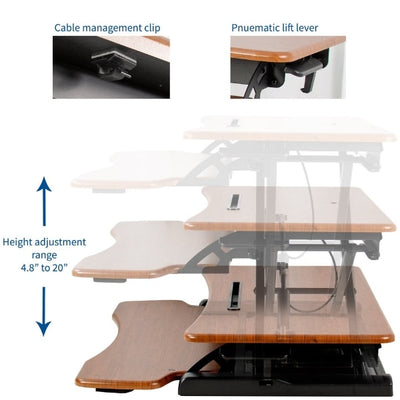 DESK-V000KA 32 Dark Wood Height Setting