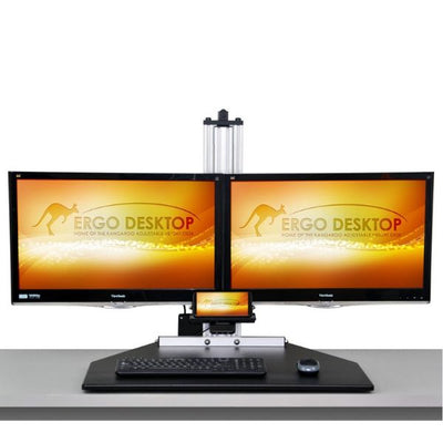 Ergo Desktop Electric Kangaroo Elite Front View With Dual Monitor