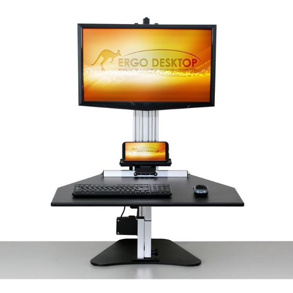 Ergo Desktop Electric Kangaroo Pro Front View Single Monitor Elevated