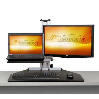 Ergo Desktop Hybrid Kangaroo Front View Laptop And Monitor Low