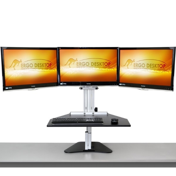 Ergo Desktop Kangaroo Tri-Elite Front View Tri Monitor High