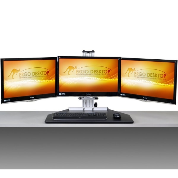 Ergo Desktop Kangaroo Tri-Elite  Front View Tri Monitor Low