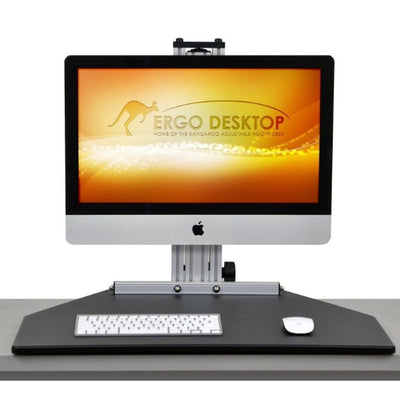 Ergo Desktop MyMac Kangaroo Pro Standing Desk Converter Front View Monitor Low