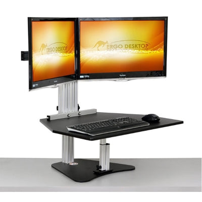 Ergo Desktop Wallaby Elite Standing Desk Converter 3D View Dual Monitor High