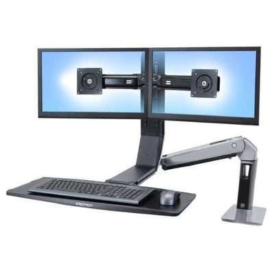 Ergotron WorkFit A Dual Monitor Sit Stand Workstation 3D View Without Worksurface