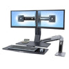 Ergotron WorkFit A Dual Monitor Sit Stand Workstation  With Worksurface