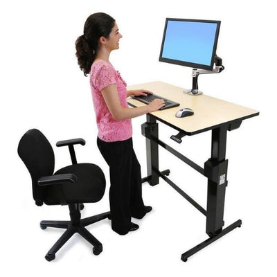 Ergotron WorkFit D Sit Stand Desk 3D View Standing
