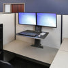Ergotron WorkFit SR Dual Monitor Sit Stand Workstation 3D VIew On Cubicle