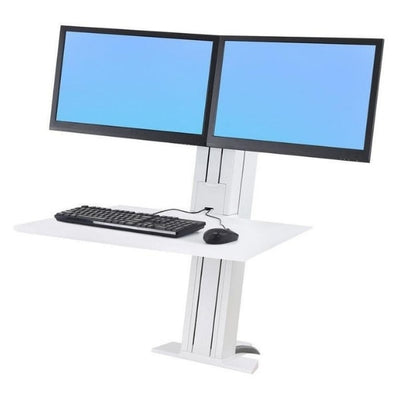 Ergotron WorkFit SR Dual Monitor Sit Stand Workstation 3D View White Dual Monitor